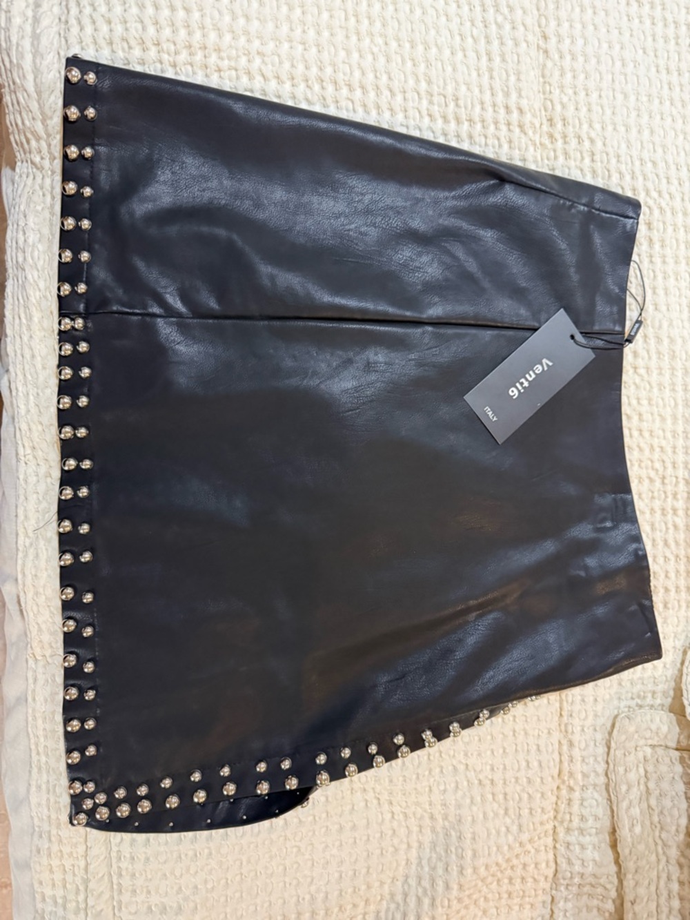 Black Studded Faux Leather Mini Skirt